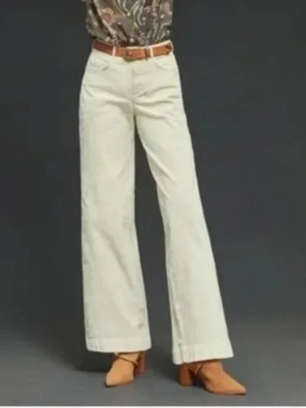 PILCRO ANTHRO THE GWEN WIDE LEG CORDUROY PANTS JEAN-STYLE TROUSER HIGH RISE 28T